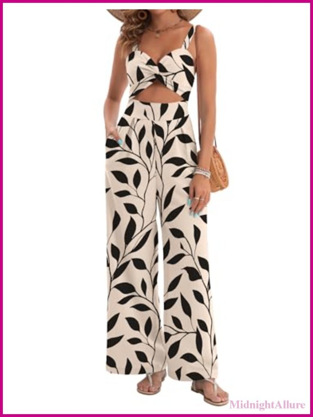 Women's Sleeveless V Neck Wide Leg Jumpsuit with Pockets Summer Dressy Romper